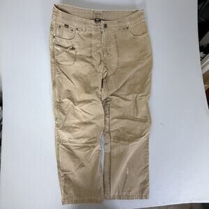KÜHL Mens Khaki Utility Cargo Pants 38x30 100% Cotton Zipper Pocket Outdoor
